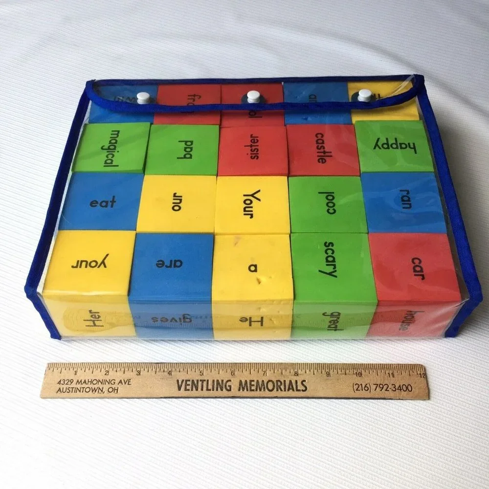Foam Word Blocks Cubes Children's Language Learning Kids Education Carry Set